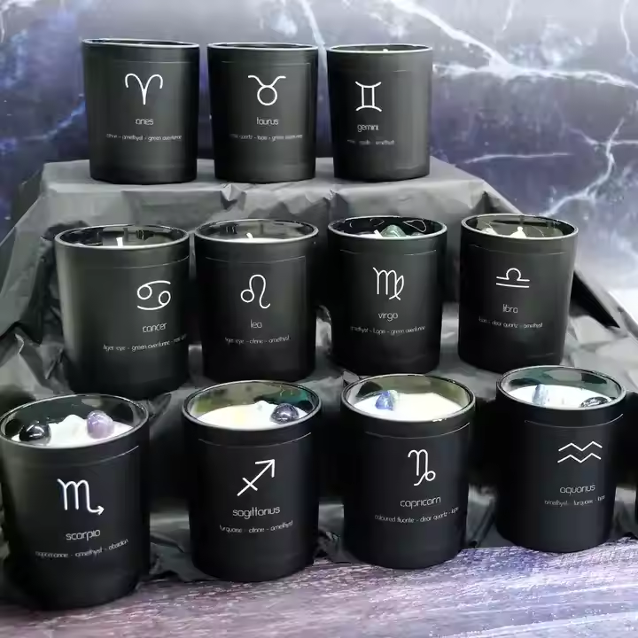 Luxury wedding gifts for guests home decor Customize Private Label constellation Soy wax Crystal Candles crystal candle custom