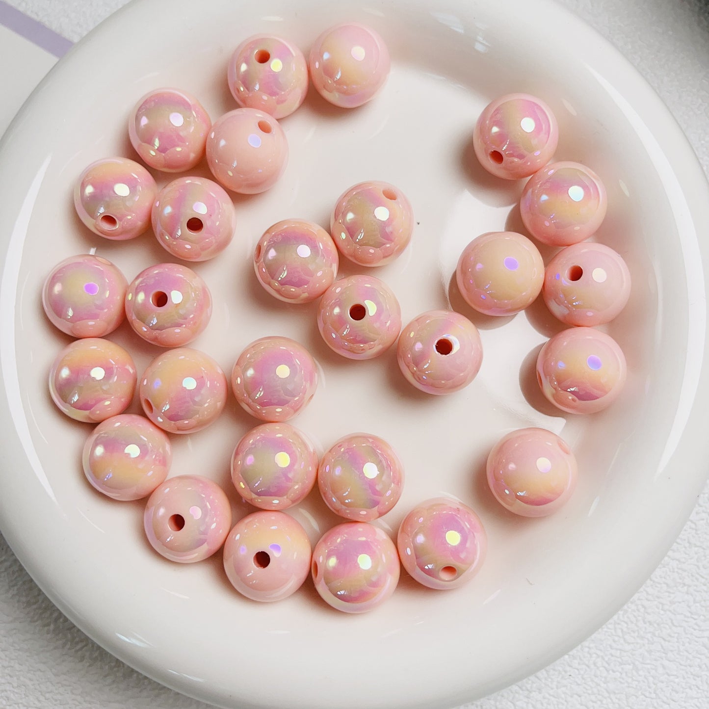 16MM Cream based UV coated solid colored round beads