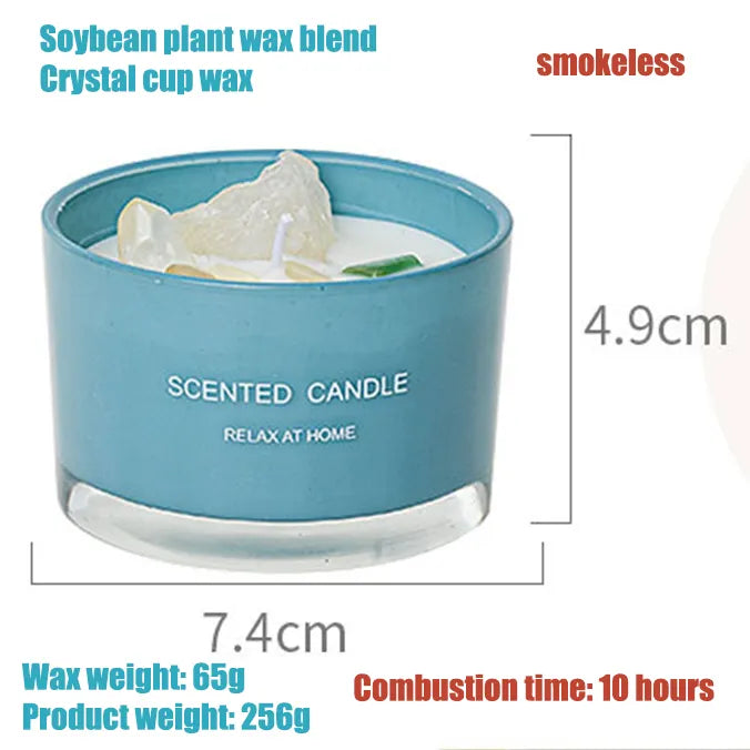 Crystal Aromatherapy Scented Candle Soy Wax Custom Aroma Crystal Wholesale Relaxing Luxury Carton Cylinder 100% Cotton 10 Hours