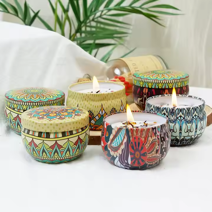 High Quality Soy Wax Christmas Scented Candle Set Votive Candles Tin Jar Flower Scented Candle