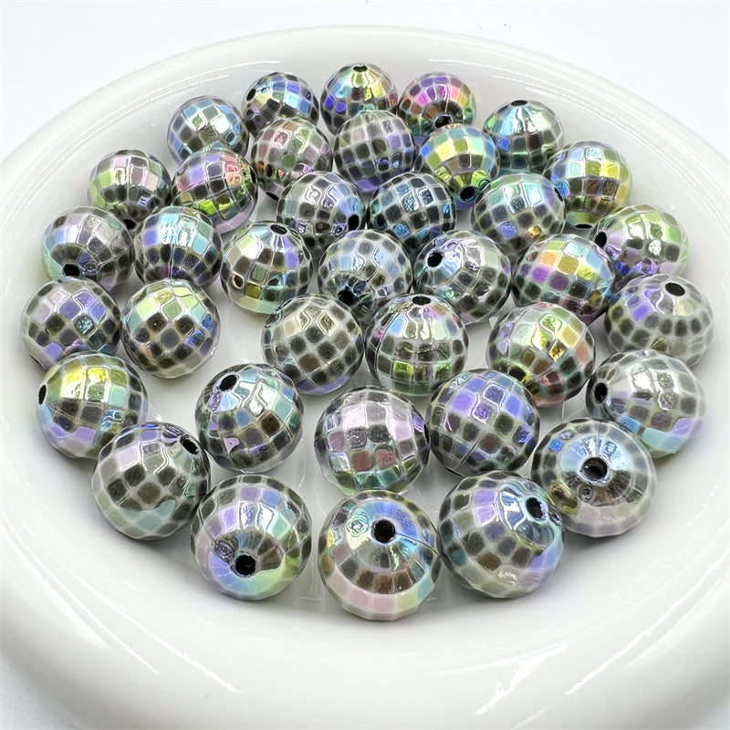 16MM Color coated acrylic grid beads