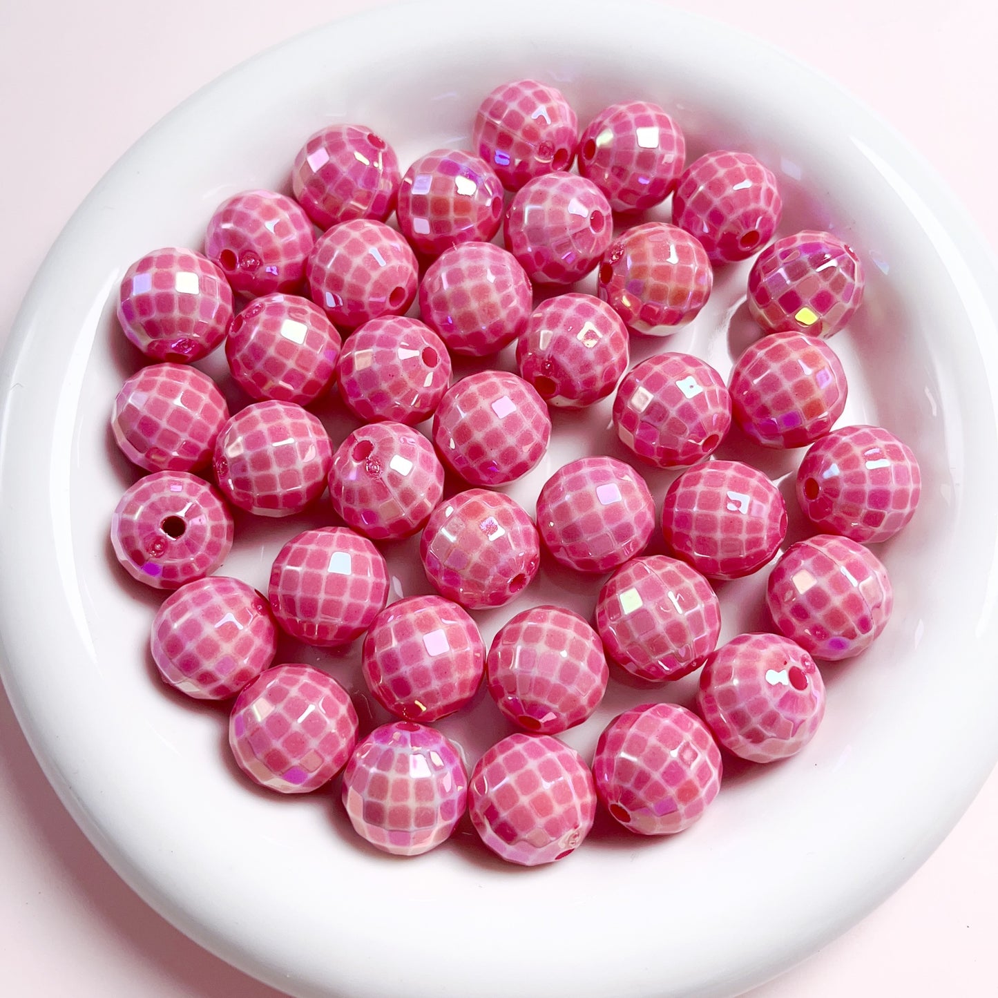 16MM Color coated acrylic grid beads