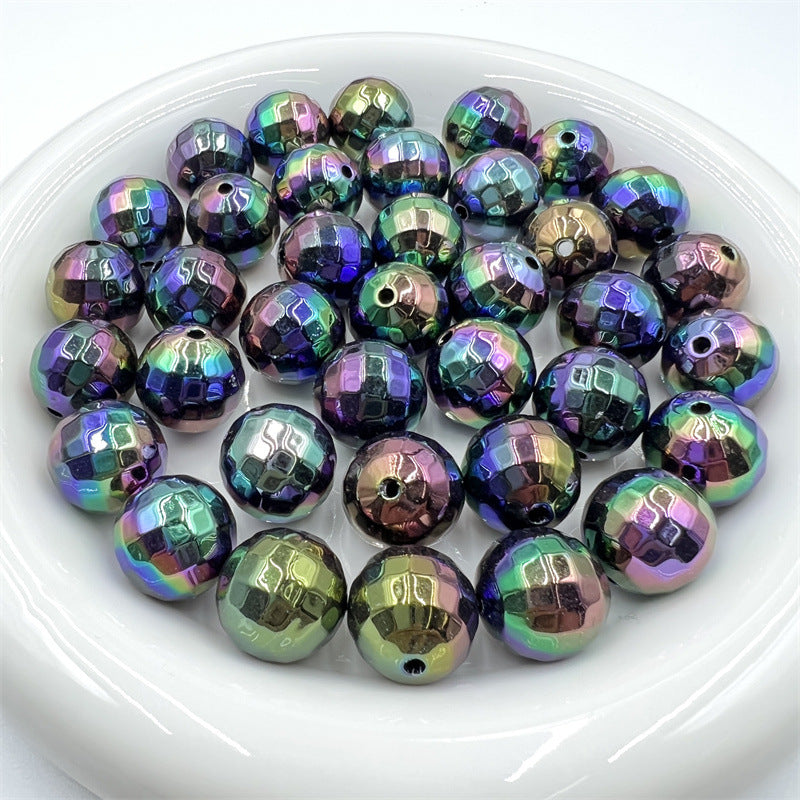 16MM Color coated acrylic grid beads