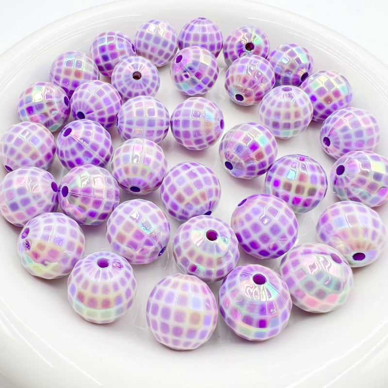 16MM Color coated acrylic grid beads