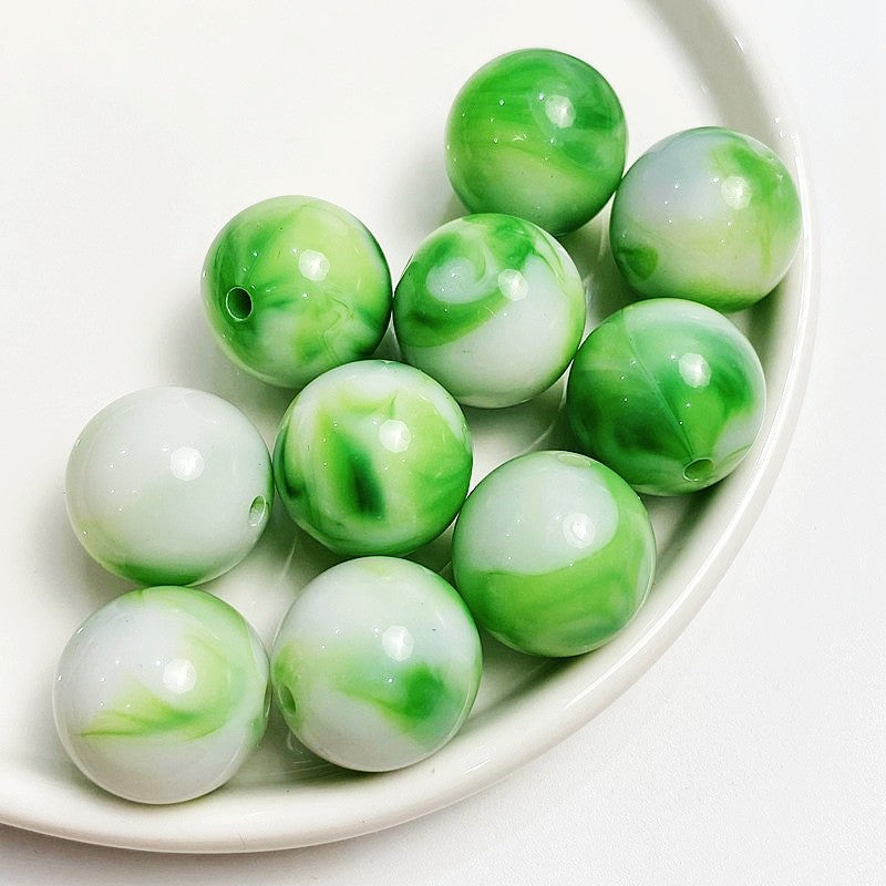 16MM Acrylic dual color gradient plated round beads