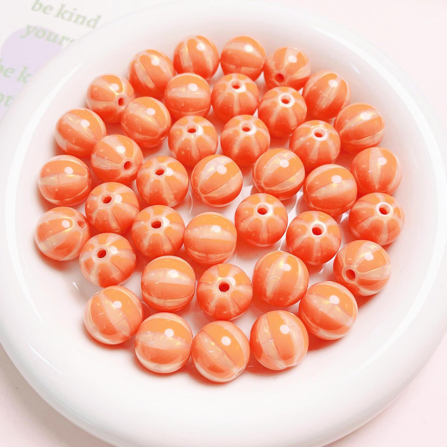 16MM Acrylic candy striped watermelon round beads