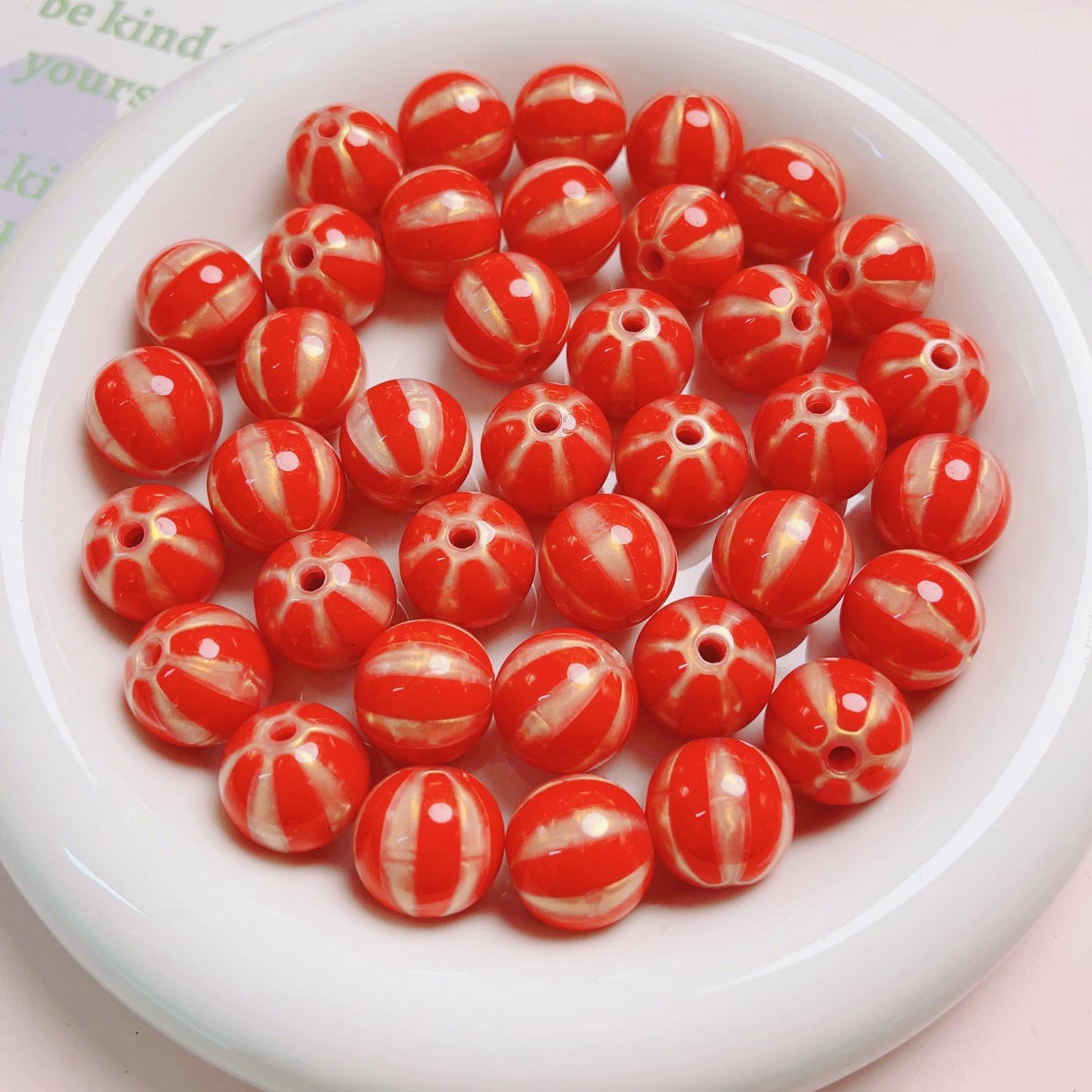 16MM Acrylic candy striped watermelon round beads