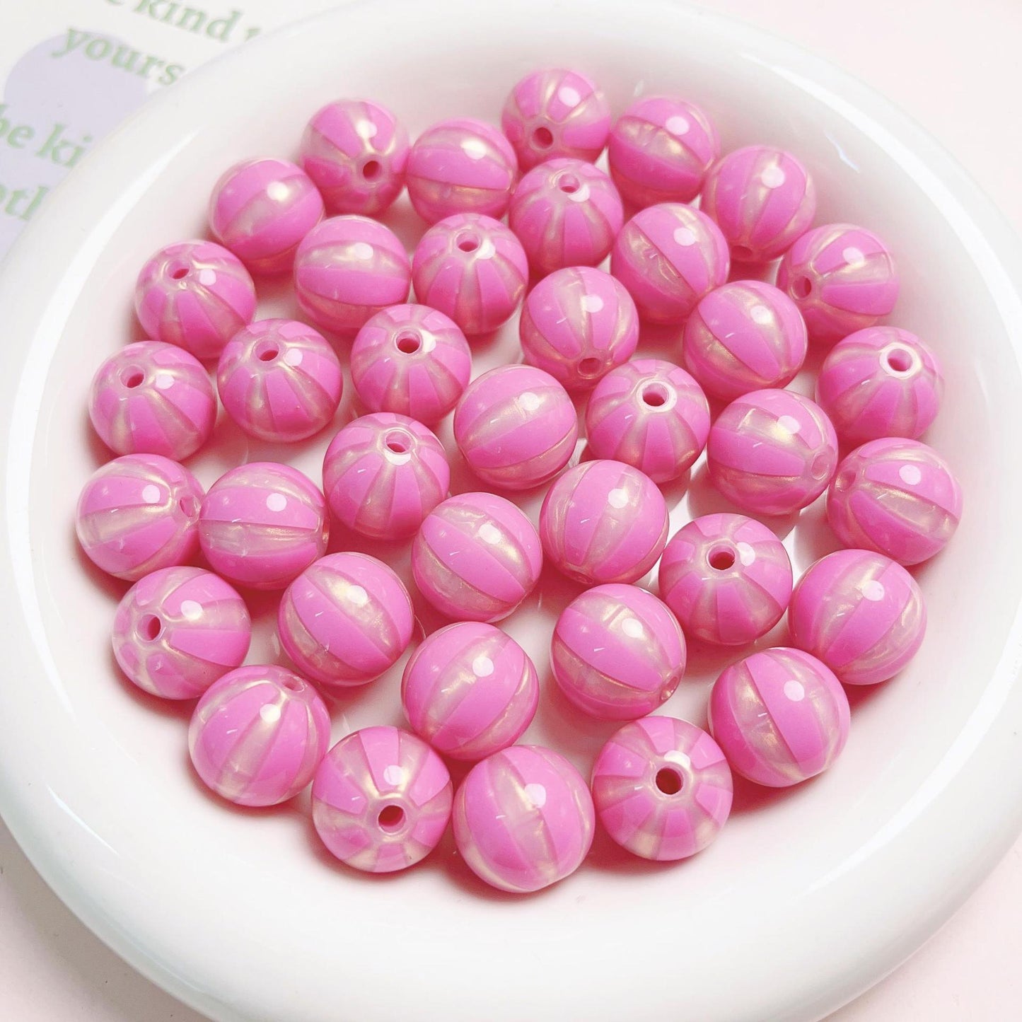 16MM Acrylic candy striped watermelon round beads