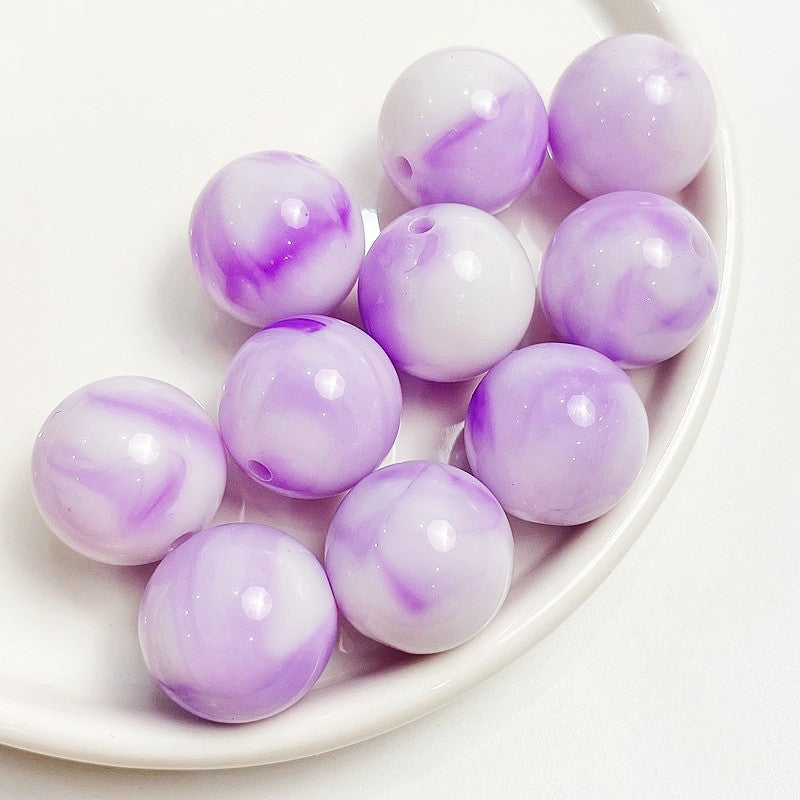 16MM Acrylic dual color gradient plated round beads