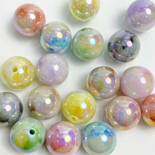 16MM UV coated dual color gradient acrylic beads