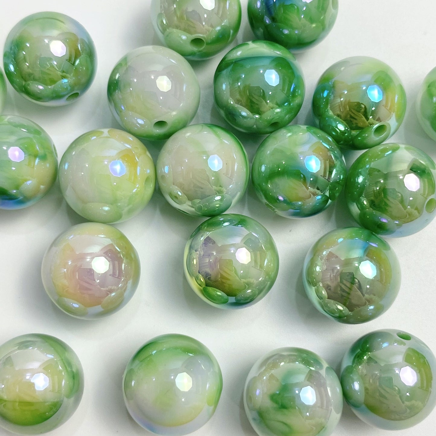 16MM UV coated dual color gradient acrylic beads