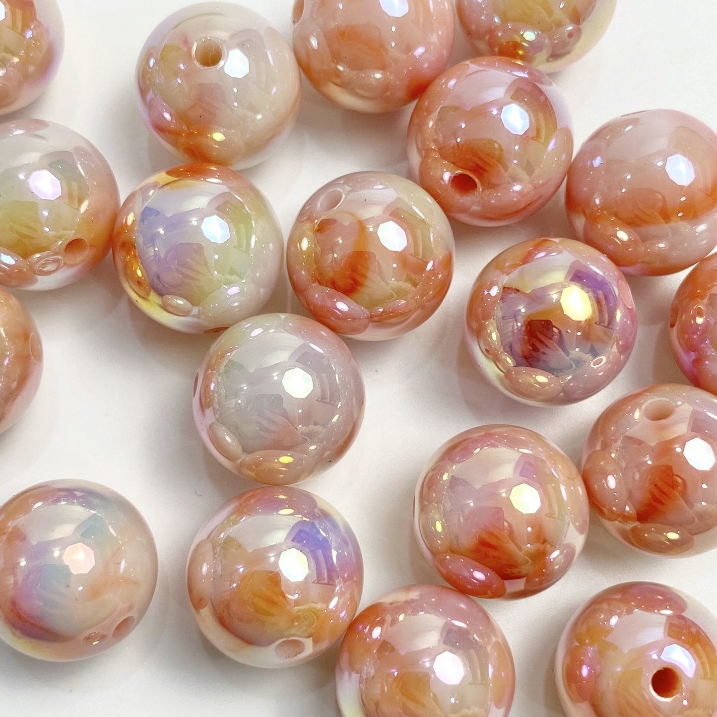 16MM UV coated dual color gradient acrylic beads