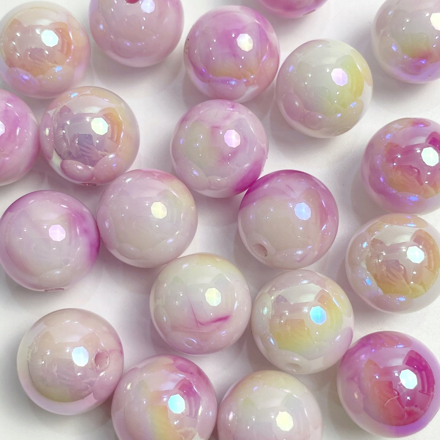 16MM UV coated dual color gradient acrylic beads