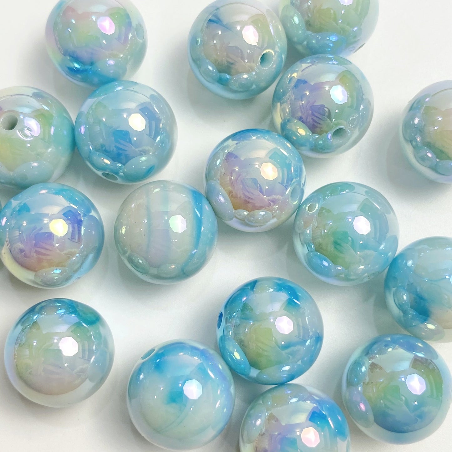 16MM UV coated dual color gradient acrylic beads