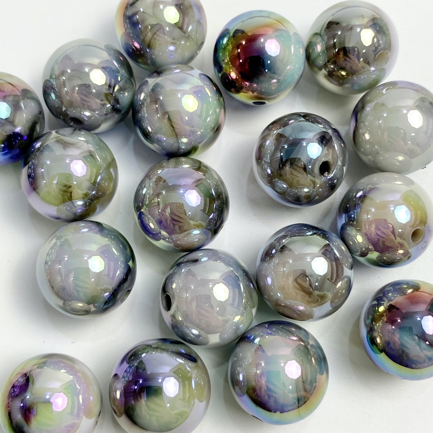 16MM UV coated dual color gradient acrylic beads