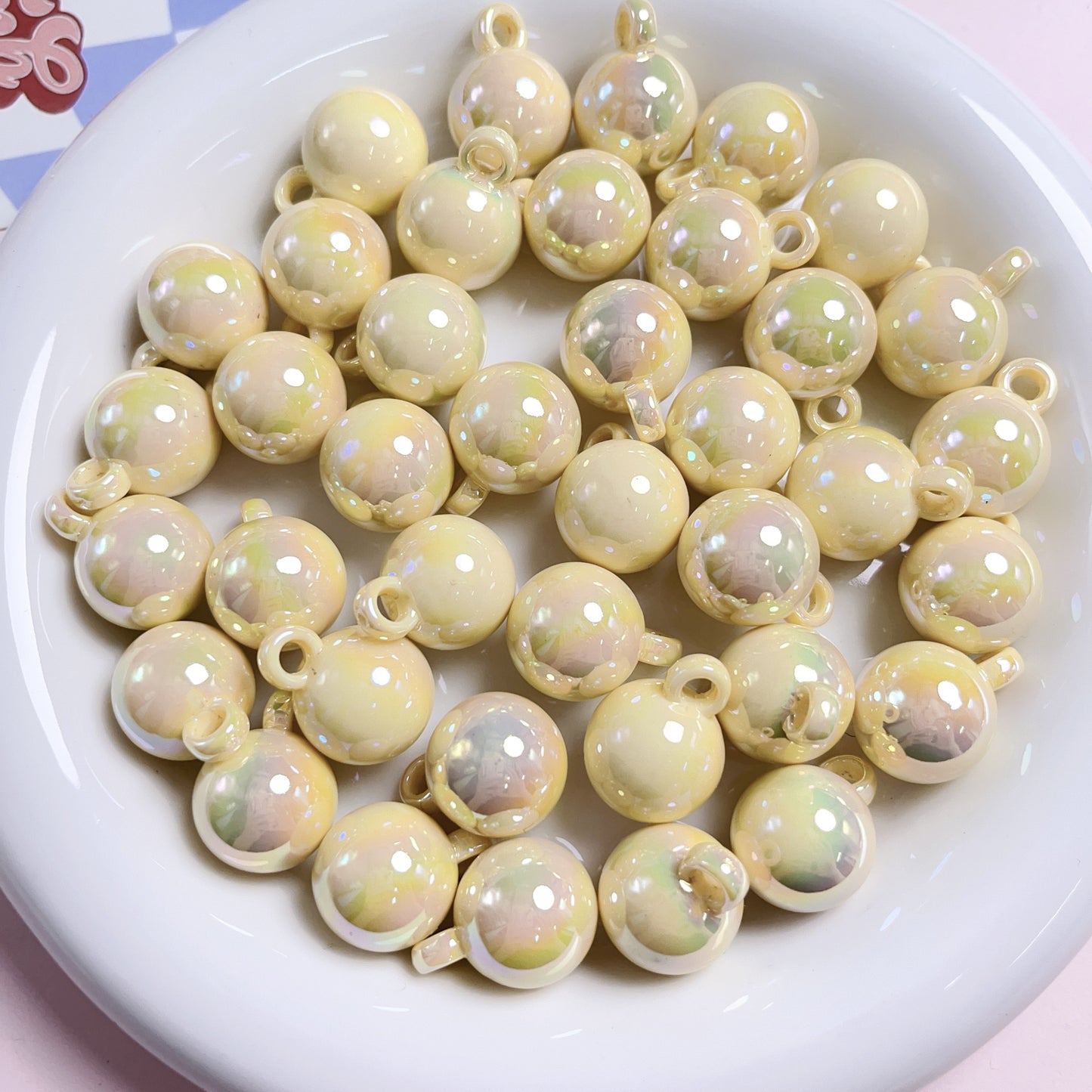 16MM UV cream colored hanging hole round beads