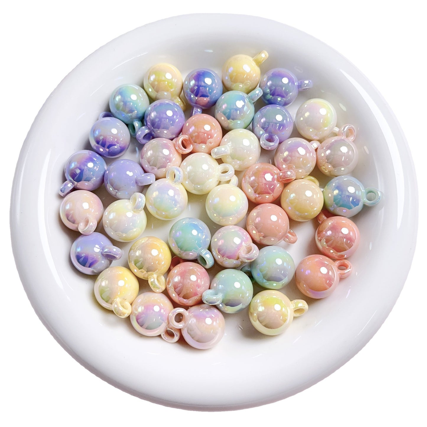 16MM UV cream colored hanging hole round beads