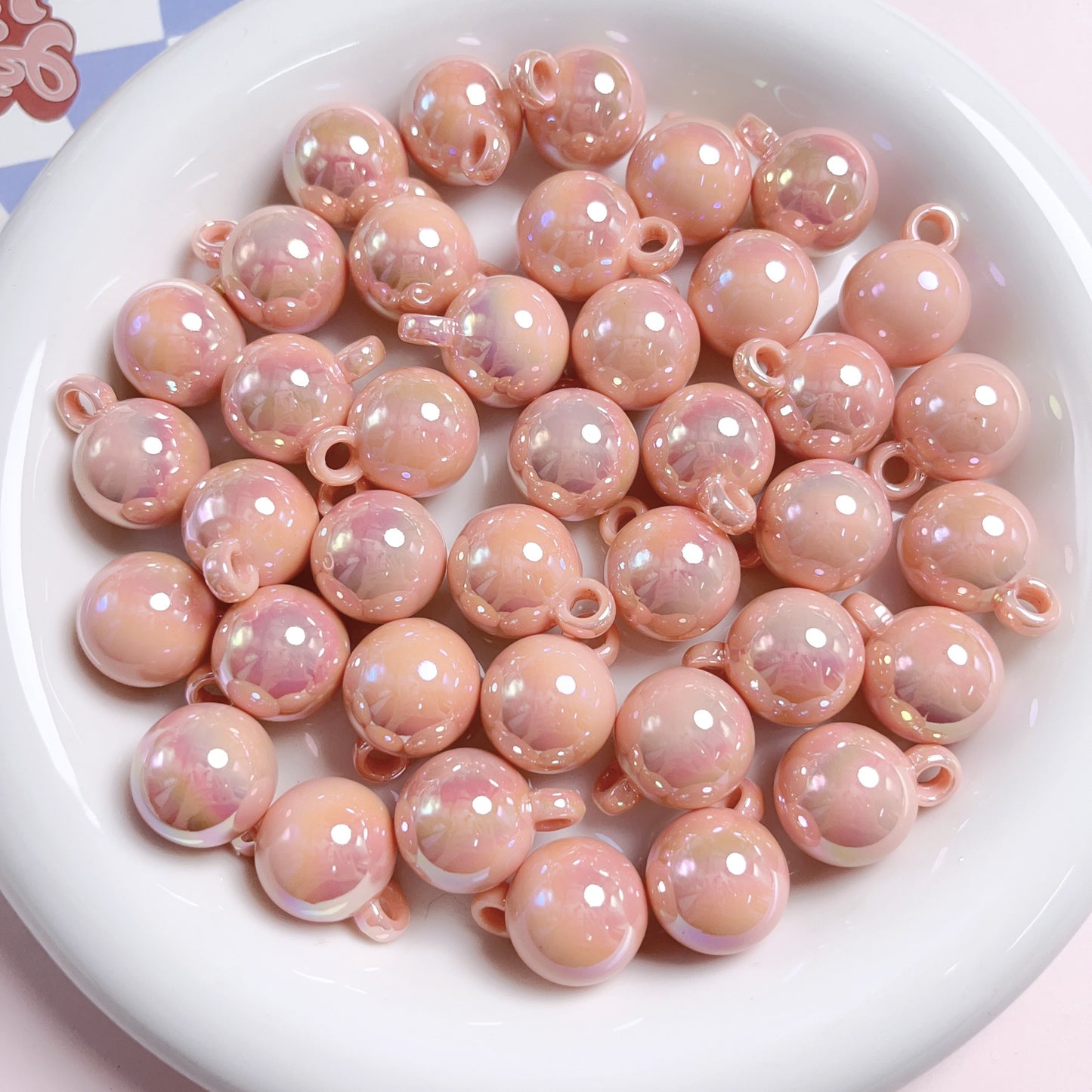 16MM UV cream colored hanging hole round beads