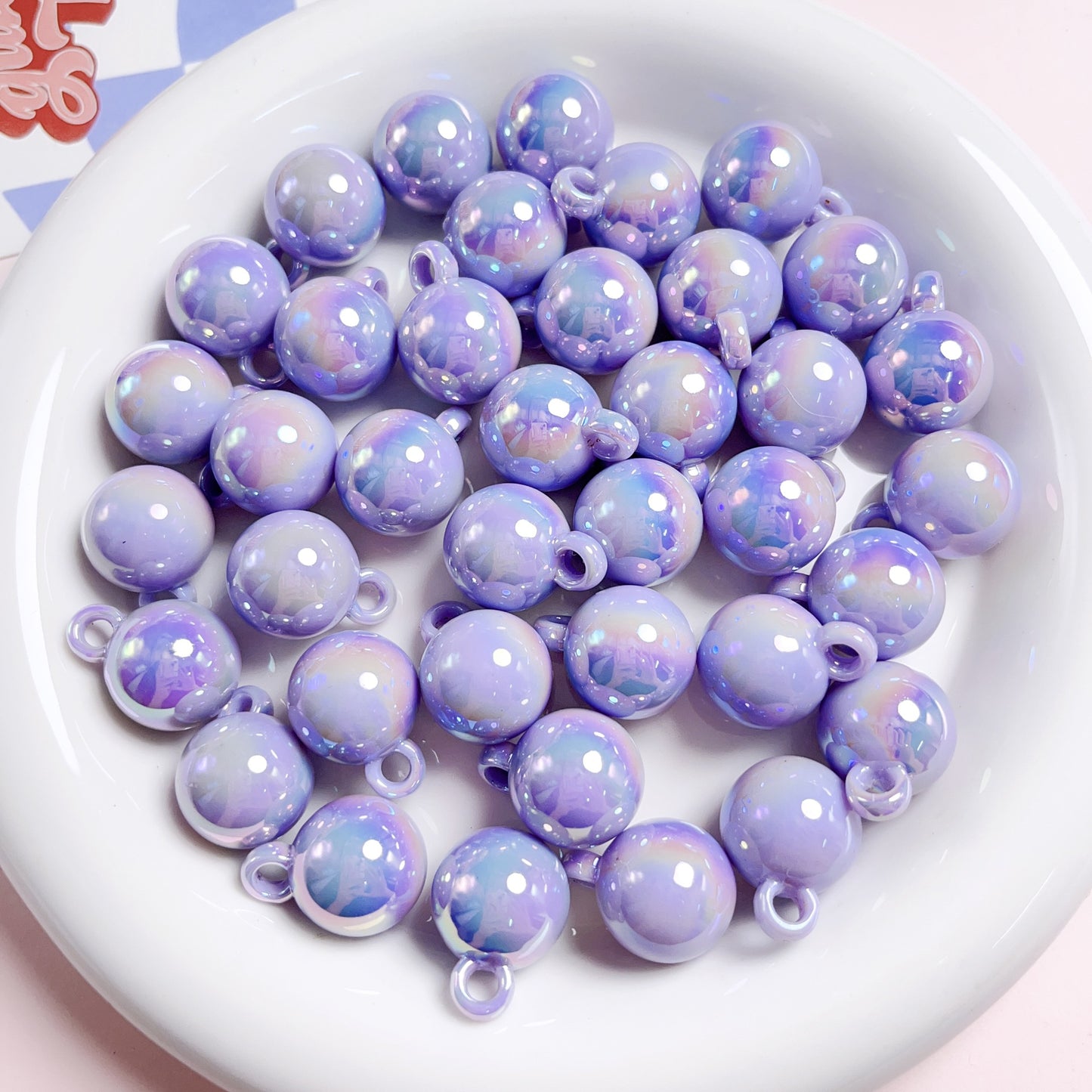 16MM UV cream colored hanging hole round beads