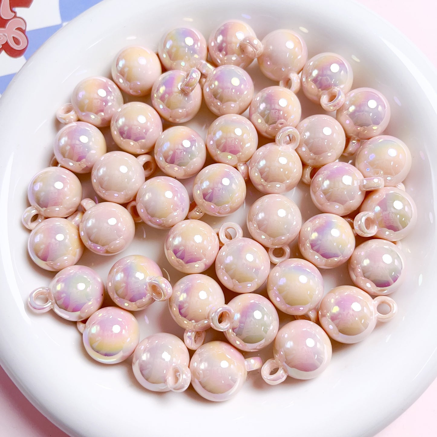 16MM UV cream colored hanging hole round beads