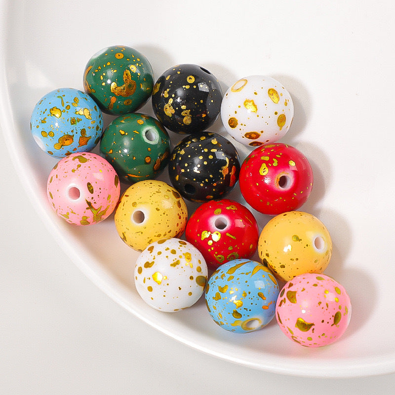 16MM Acrylic spray painted colored round beads