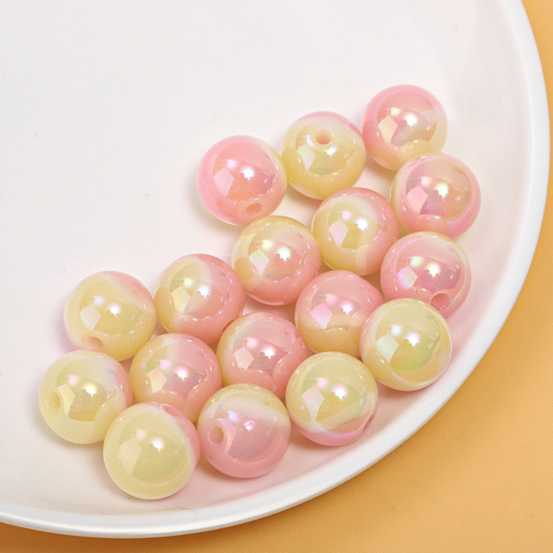 16MM Resin coated multi-color gradient macaron round beads