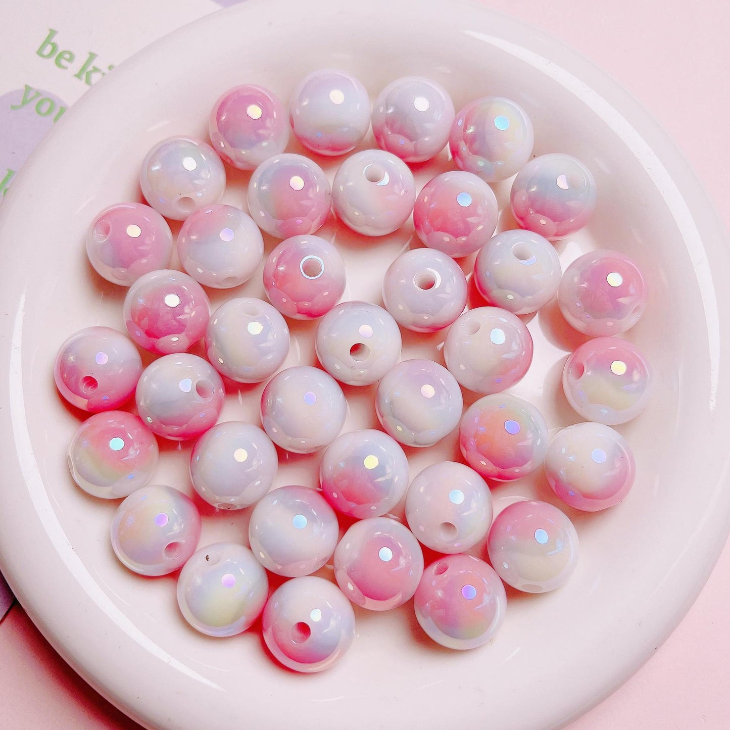 16MM Resin coated multi-color gradient macaron round beads