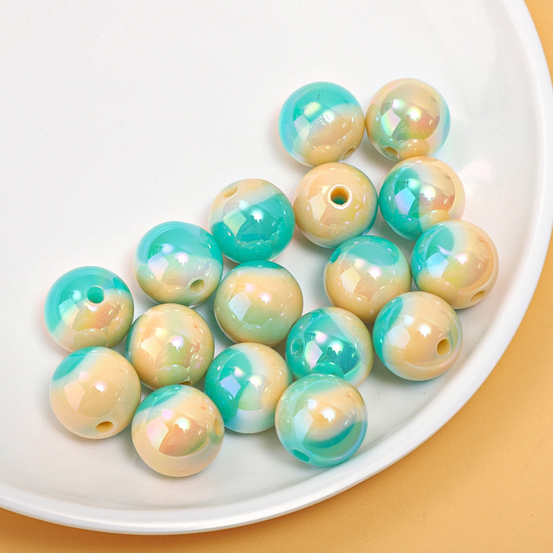 16MM Resin coated multi-color gradient macaron round beads