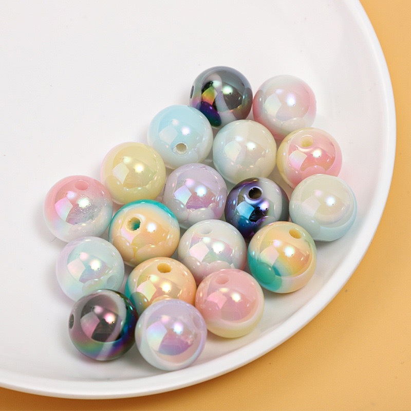 16MM Resin coated multi-color gradient macaron round beads