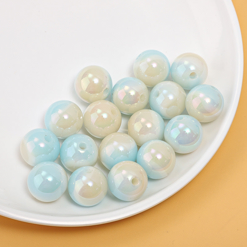 16MM Resin coated multi-color gradient macaron round beads