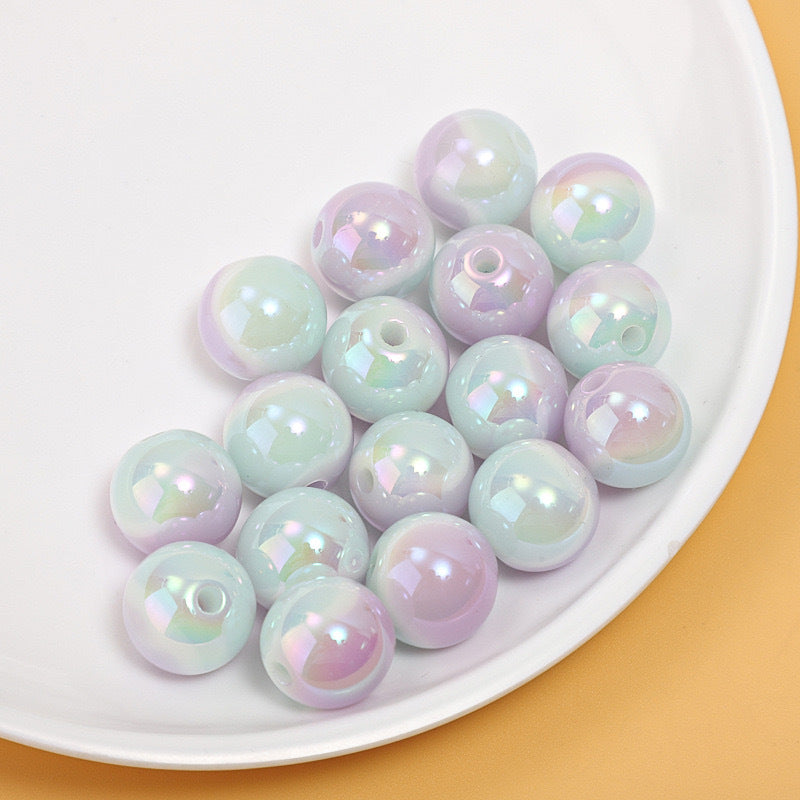 16MM Resin coated multi-color gradient macaron round beads