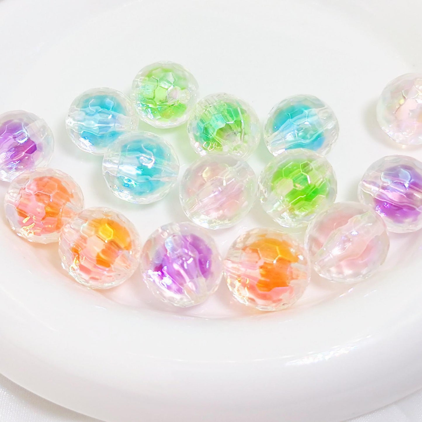 16MM UV coated color cut round beads