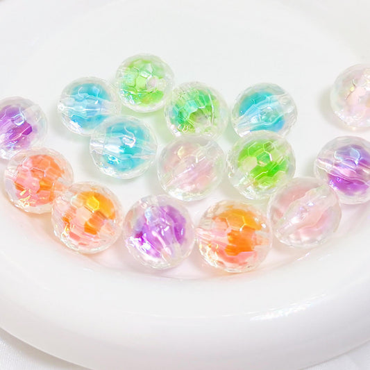 16MM UV coated color cut round beads