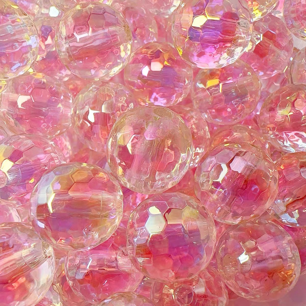 16MM UV coated color cut round beads