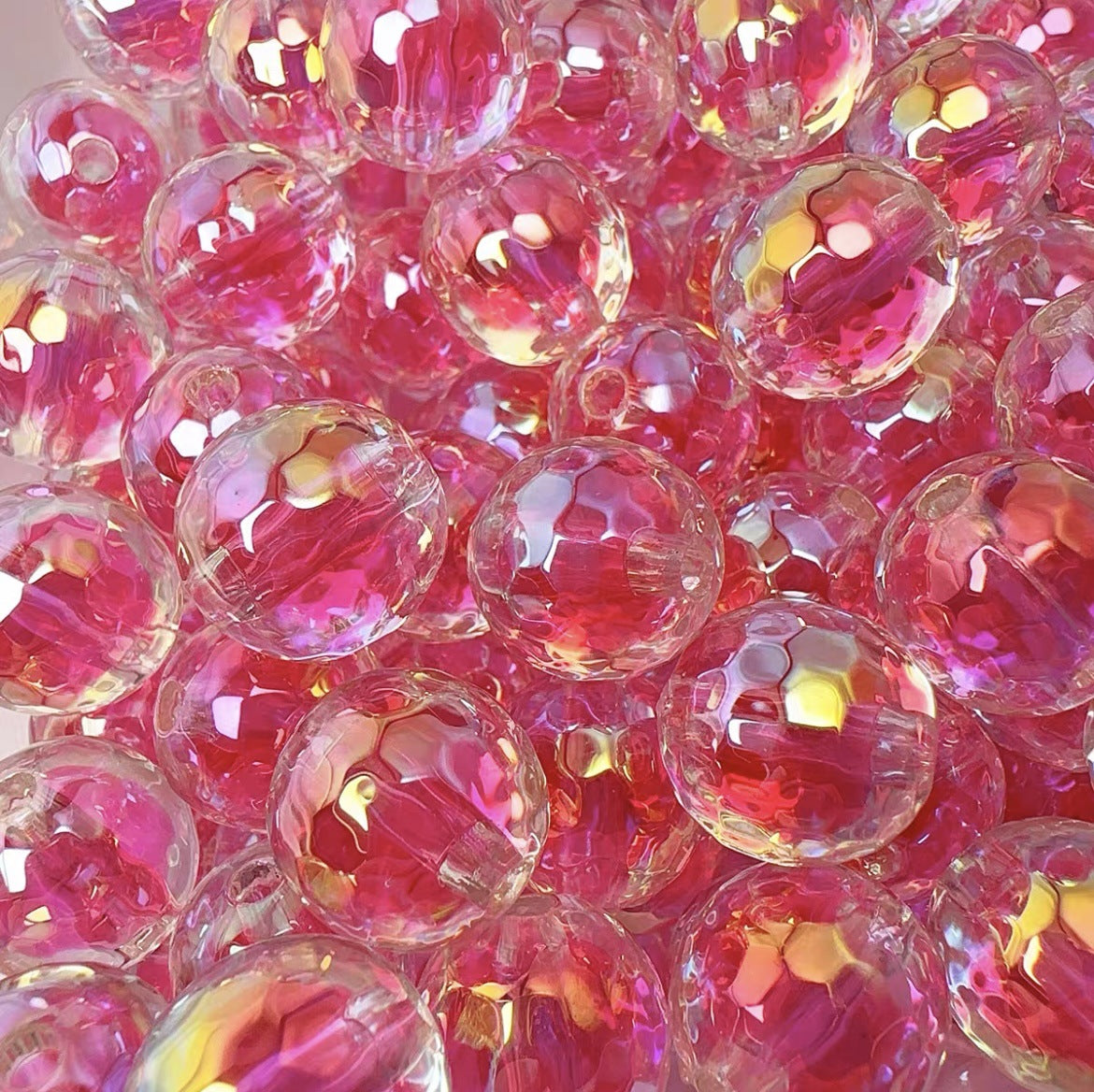 16MM UV coated color cut round beads