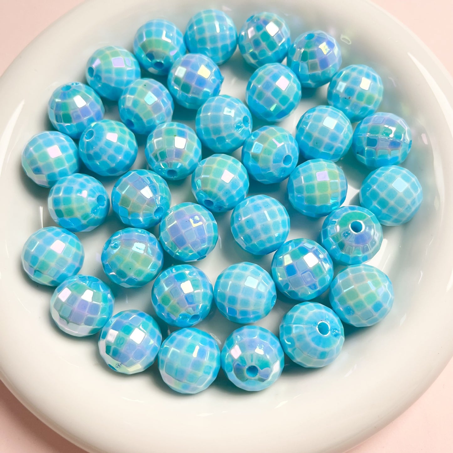 16MM Color coated acrylic grid beads