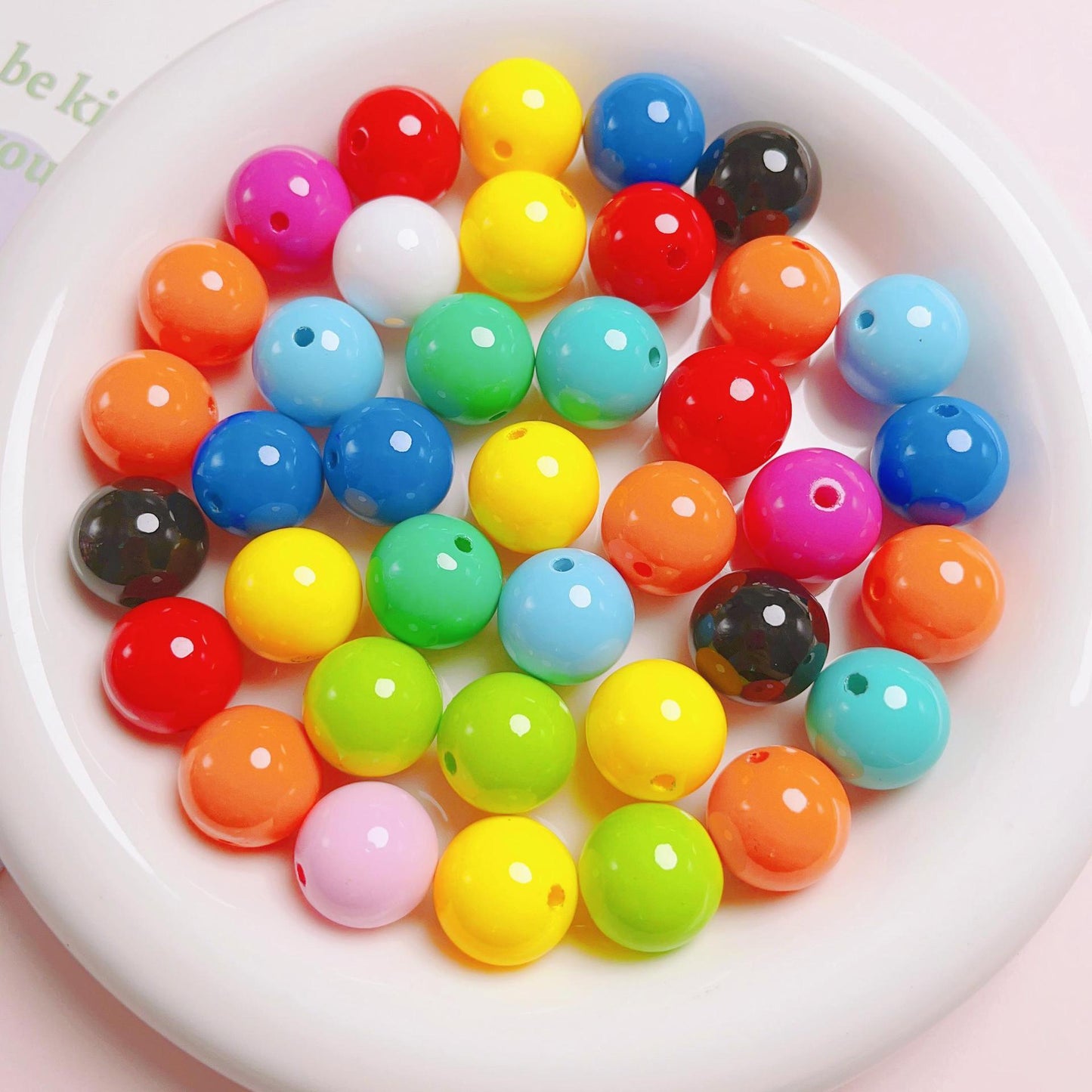 16MM Acrylic macaron solid colored round beads